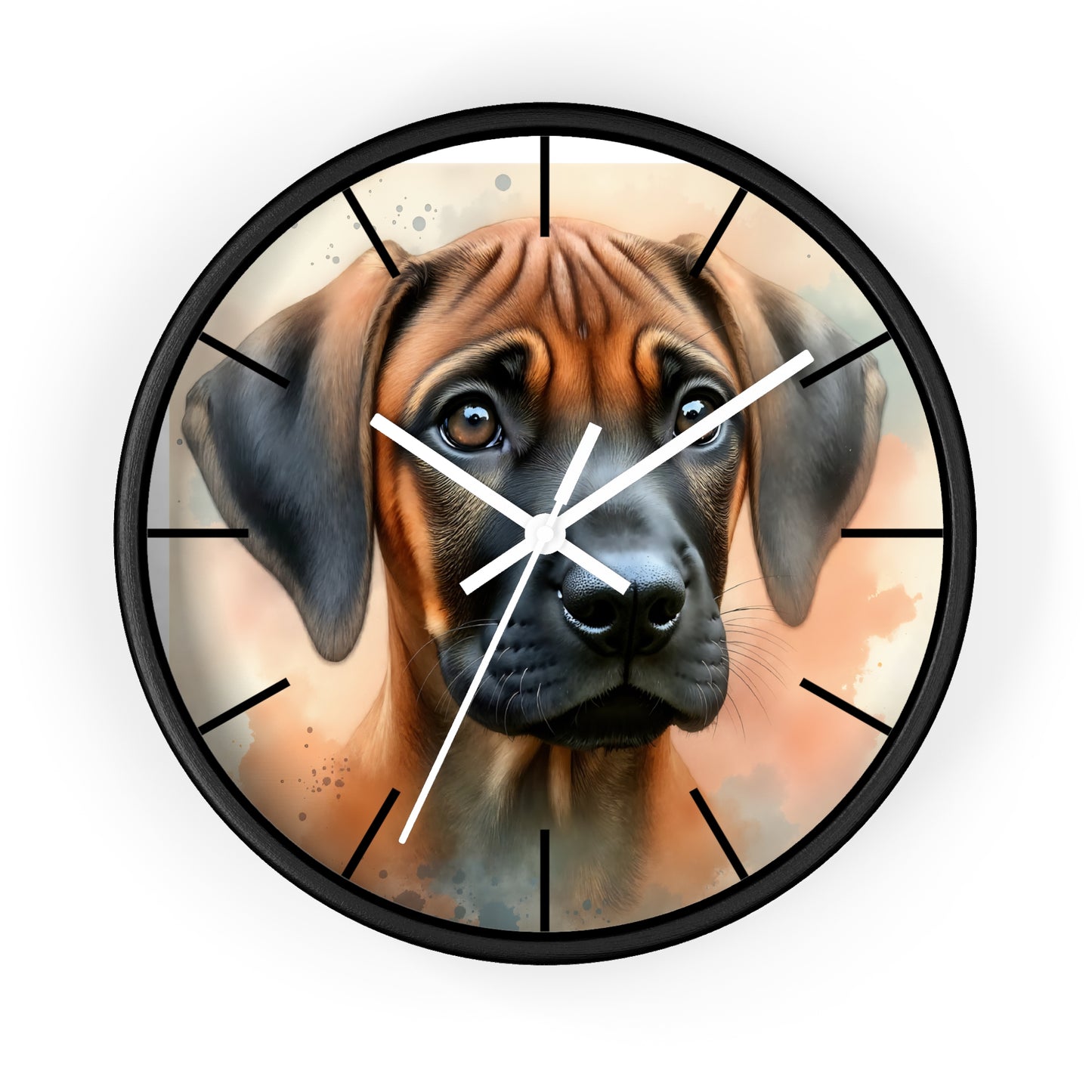 Round Wood Frame Wall Clock, Rhodesian Ridgeback