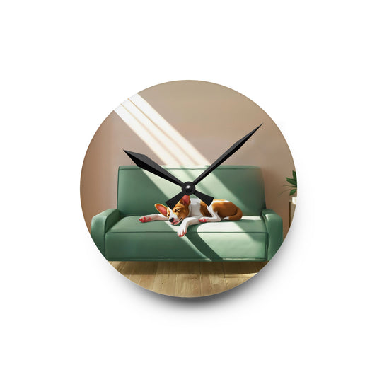 Acrylic Wall Clock, Basenji