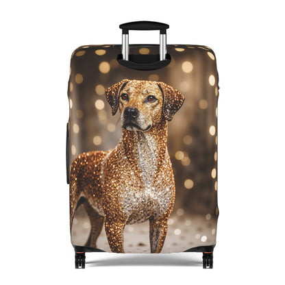 Luggage Cover, Rhodesian Ridgeback, festive bokeh & crystals