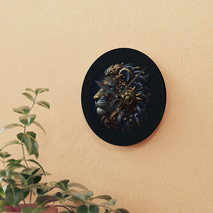 Acrylic Wall Clock, Steampunk Lion Head