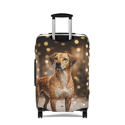 Luggage Cover, Rhodesian Ridgeback, festive bokeh & crystals