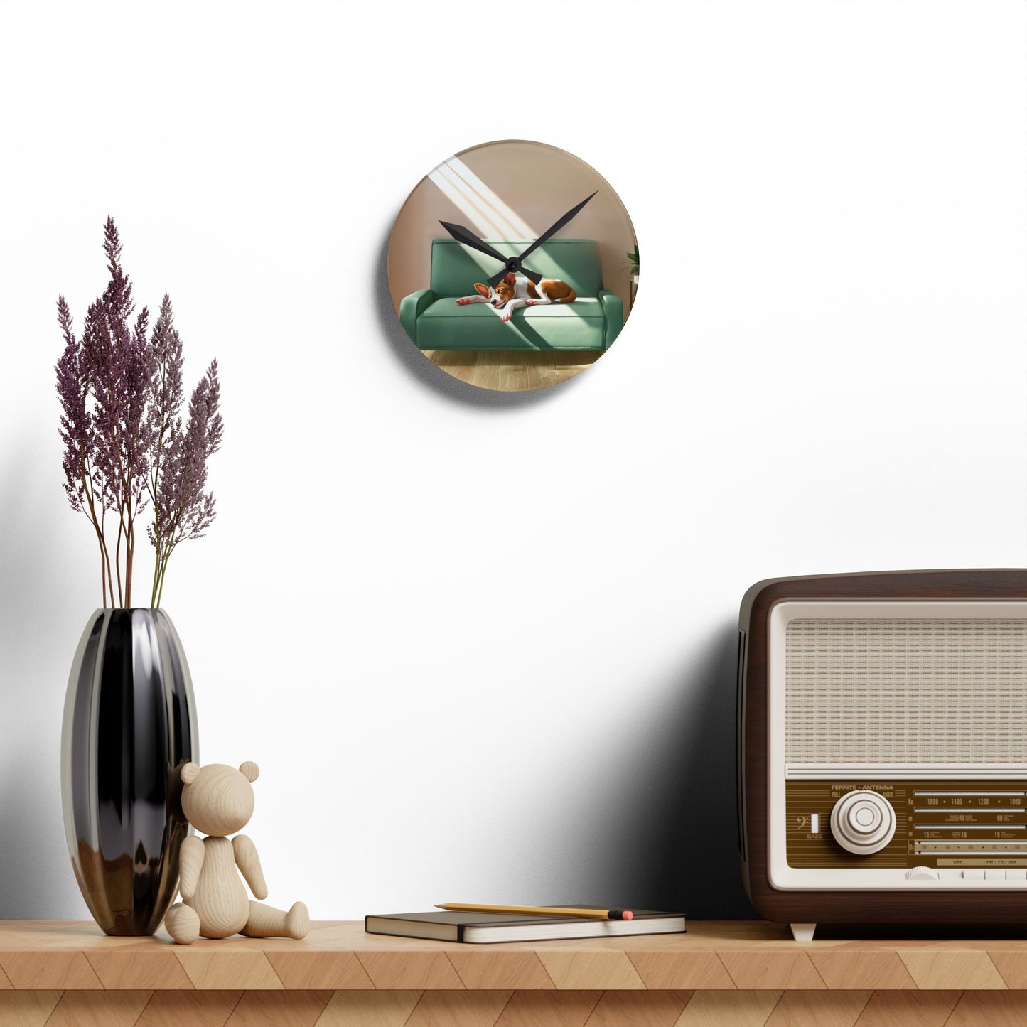 Acrylic Wall Clock, Basenji