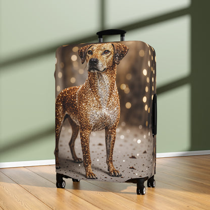 Luggage Cover, Rhodesian Ridgeback, festive bokeh & crystals