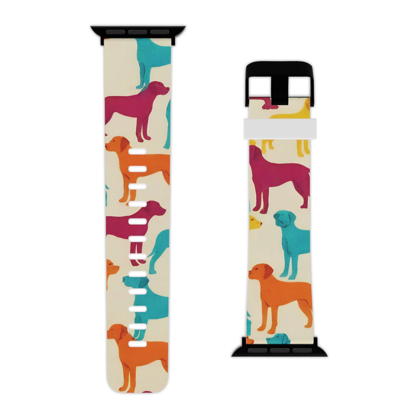Apple Watch Band, Colorful Hounds Pattern, Standing Dogs Design