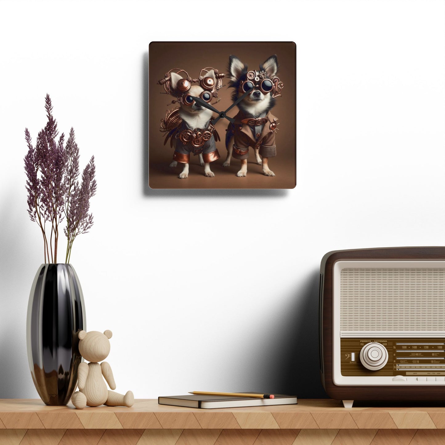 Acrylic wall clock, Chihuahua