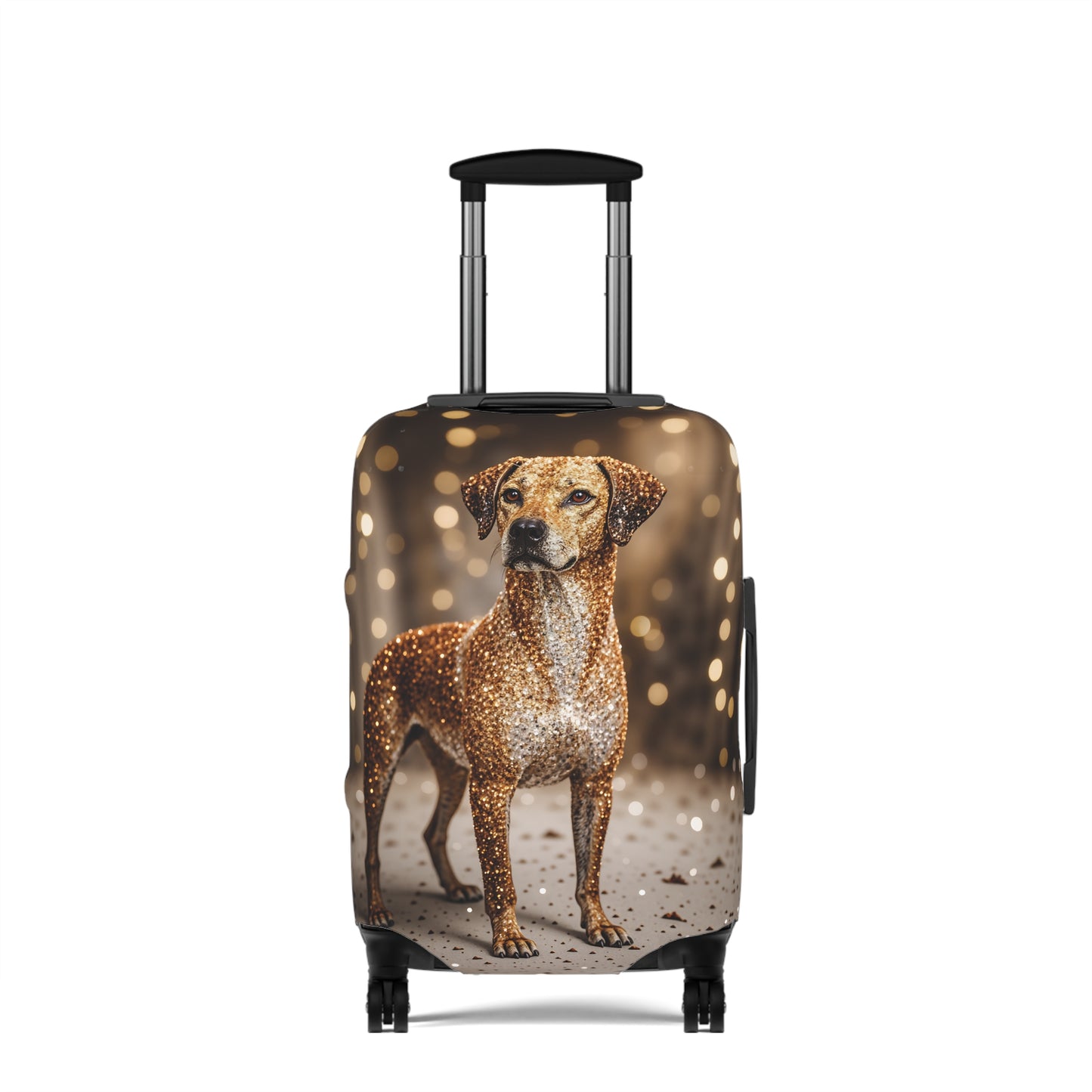 Luggage Cover, Rhodesian Ridgeback, festive bokeh & crystals