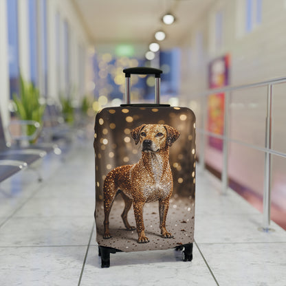 Luggage Cover, Rhodesian Ridgeback, festive bokeh & crystals