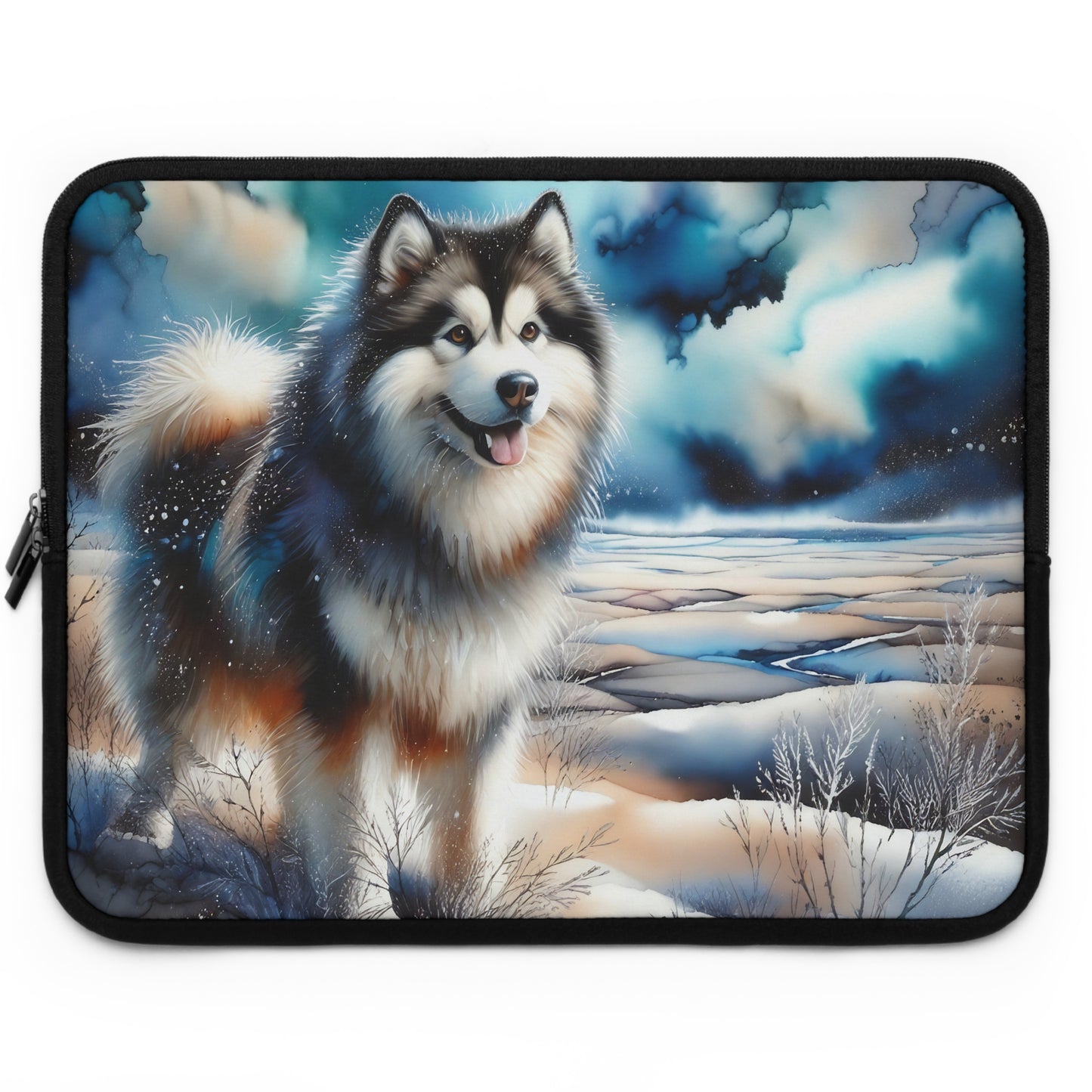 Laptop Sleeve, Alaskan Malamute, alcohol ink #2