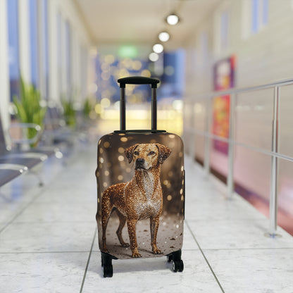Luggage Cover, Rhodesian Ridgeback, festive bokeh & crystals