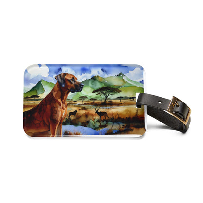 Luggage Tag, Rhodesian Ridgeback, Alcohol Ink African Design