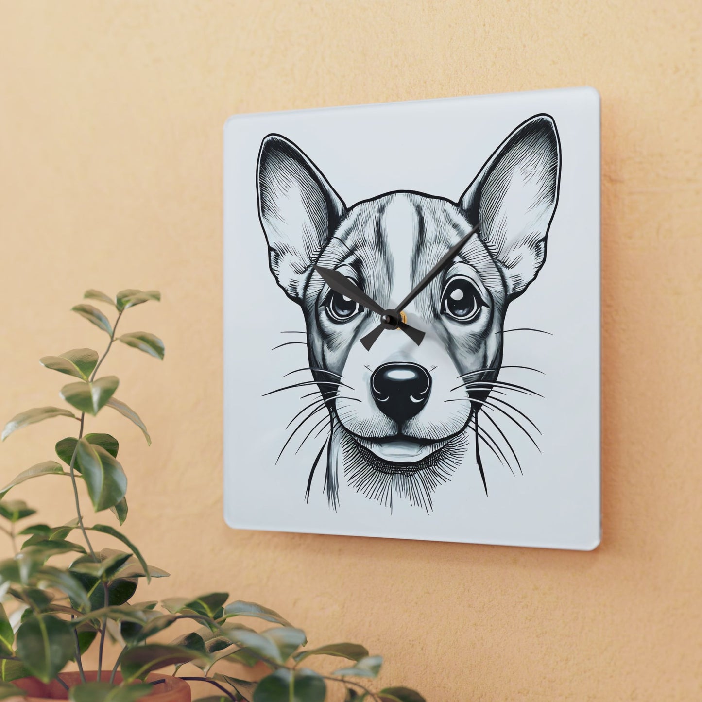 Acrylic Wall Clock, Basenji