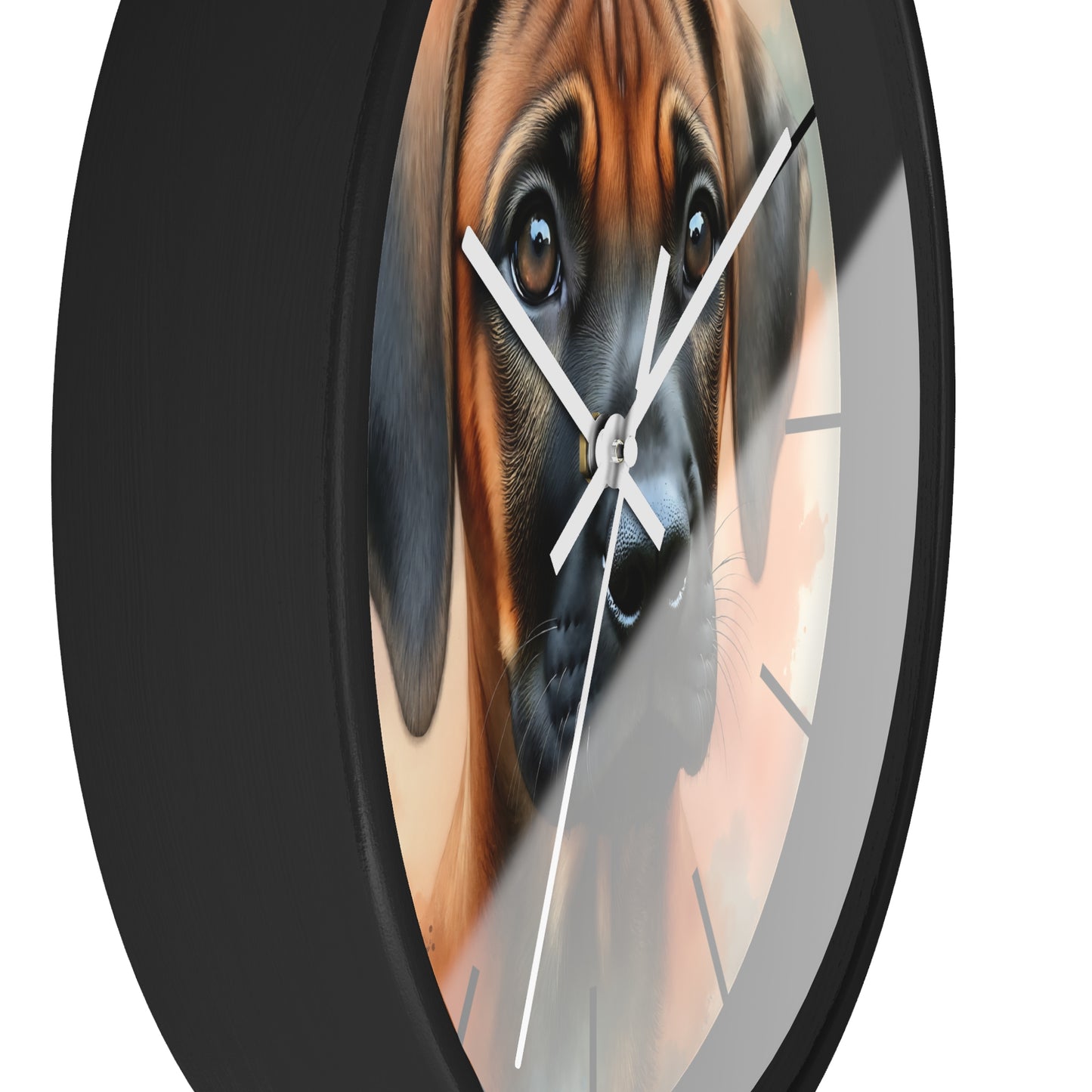 Round Wood Frame Wall Clock, Rhodesian Ridgeback