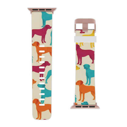 Apple Watch Band, Colorful Hounds Pattern, Standing Dogs Design