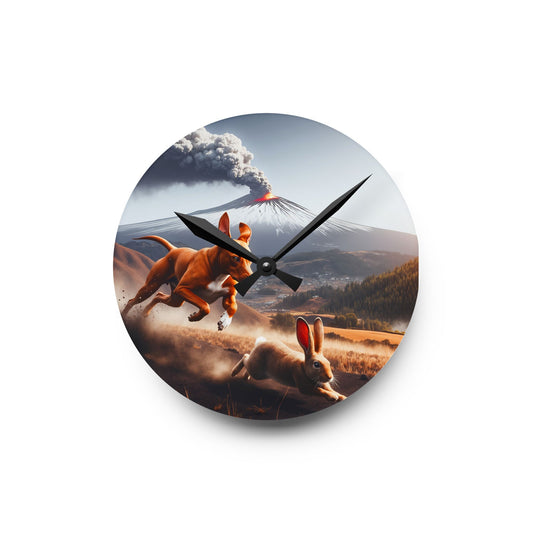 Acrylic Wall Clock, Cirneco dell’Etna