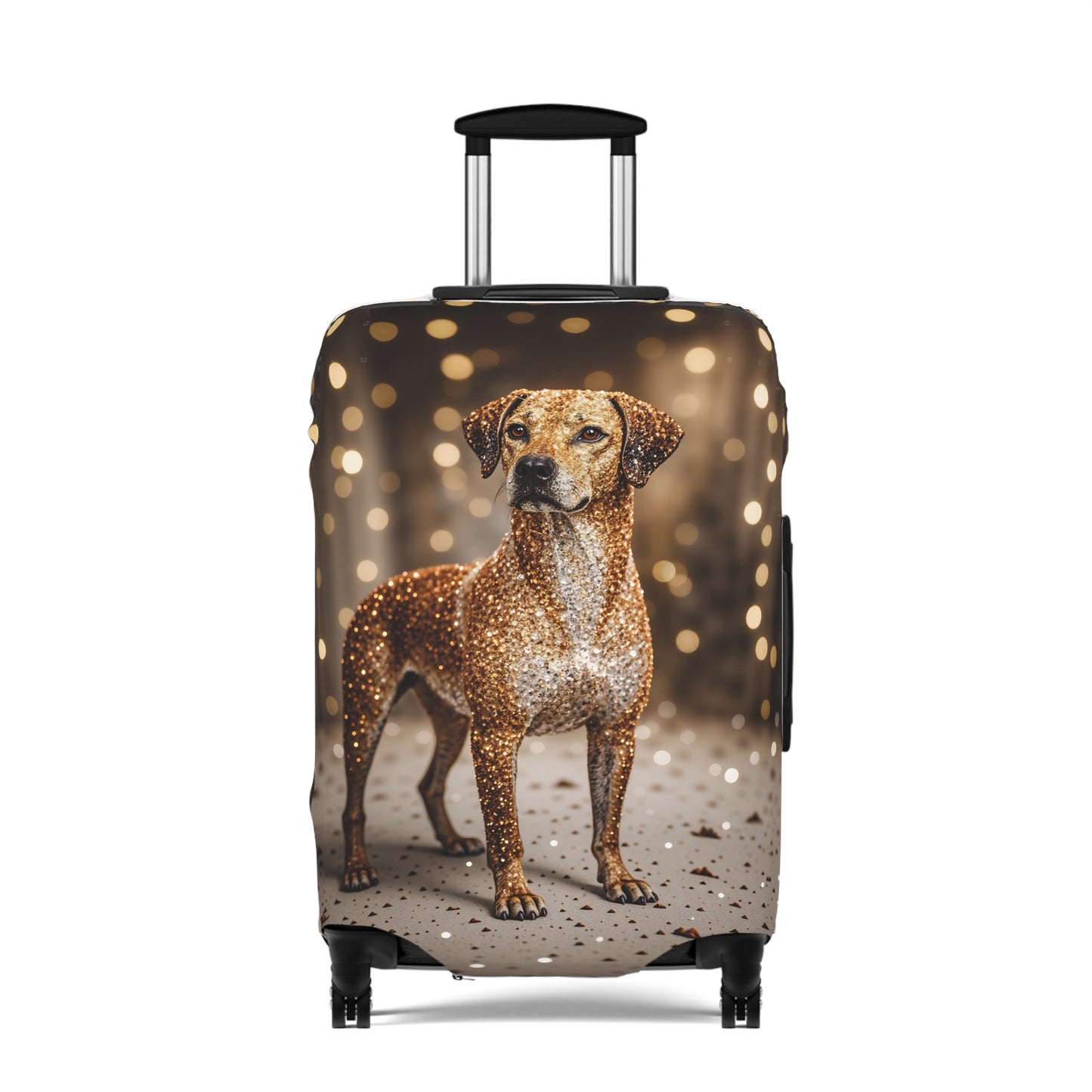 Luggage Cover, Rhodesian Ridgeback, festive bokeh & crystals