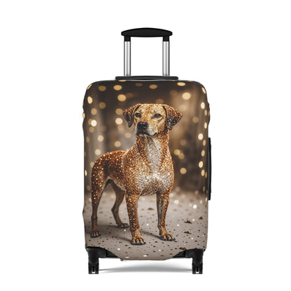 Luggage Cover, Rhodesian Ridgeback, festive bokeh & crystals