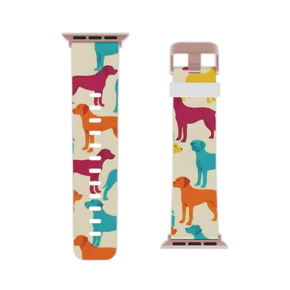 Apple Watch Band, Colorful Hounds Pattern, Standing Dogs Design