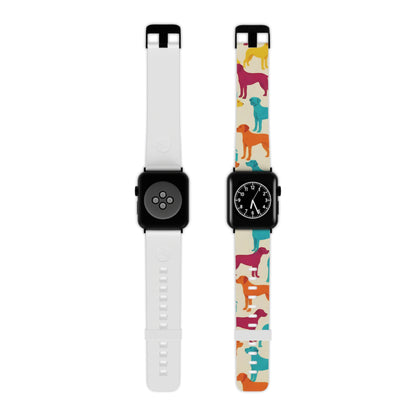 Apple Watch Band, Colorful Hounds Pattern, Standing Dogs Design