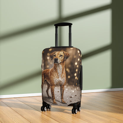 Luggage Cover, Rhodesian Ridgeback, festive bokeh & crystals