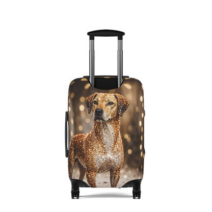 Luggage Cover, Rhodesian Ridgeback, festive bokeh & crystals