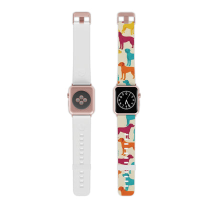 Apple Watch Band, Colorful Hounds Pattern, Standing Dogs Design