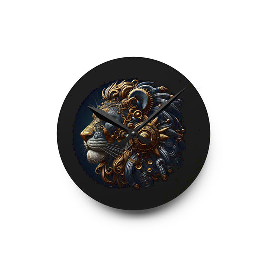 Acrylic Wall Clock, Steampunk Lion Head