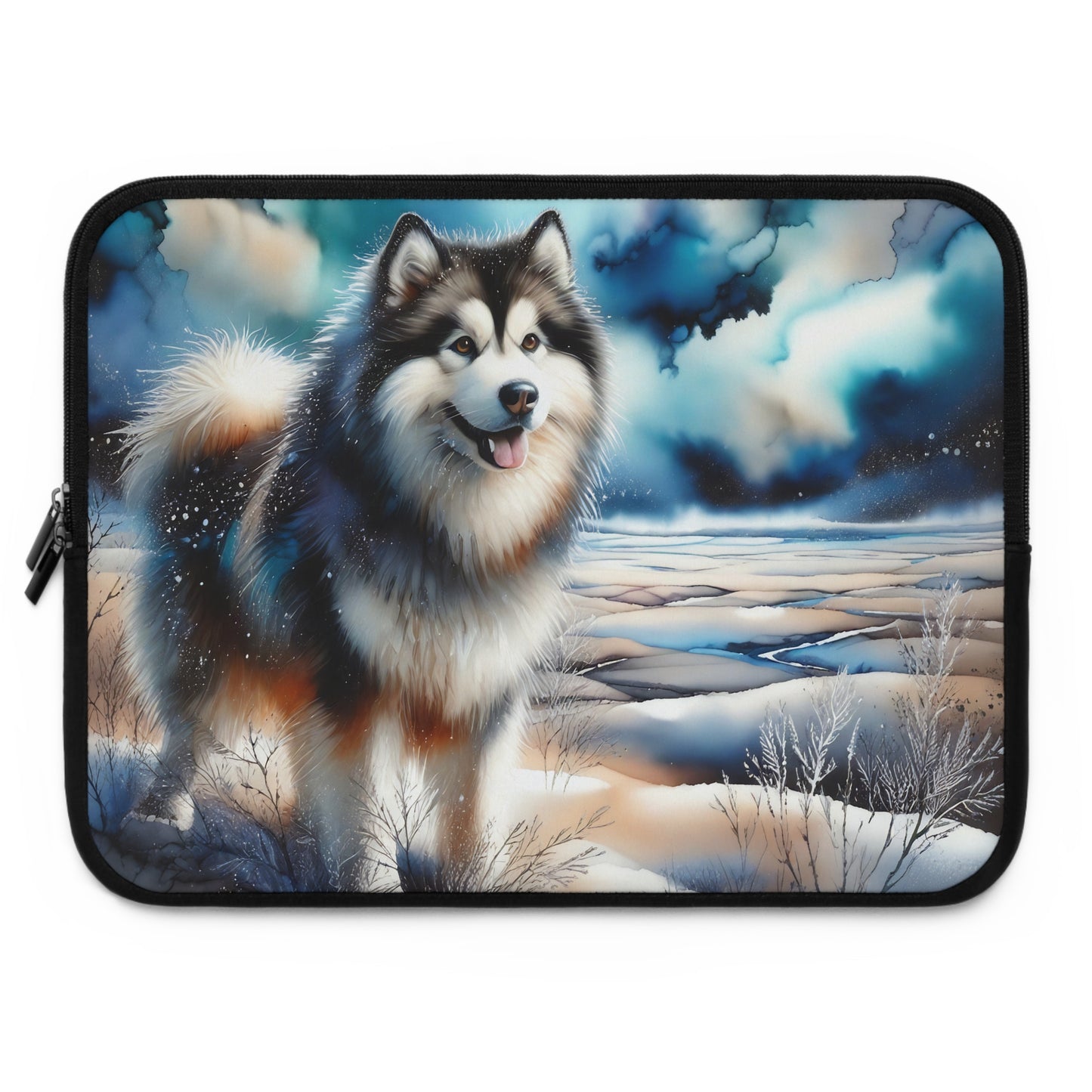 Laptop Sleeve, Alaskan Malamute, alcohol ink #2