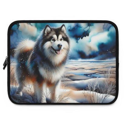 Laptop Sleeve, Alaskan Malamute, alcohol ink #2