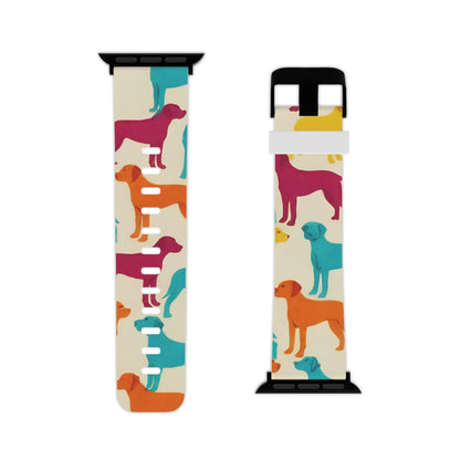 Apple Watch Band, Colorful Hounds Pattern, Standing Dogs Design