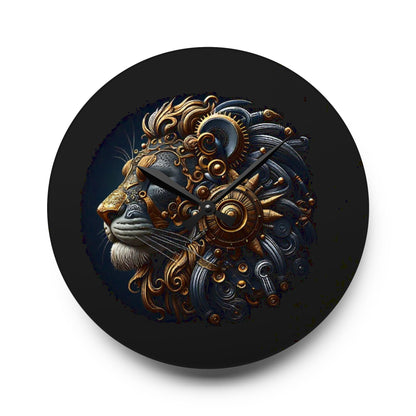 Acrylic Wall Clock, Steampunk Lion Head