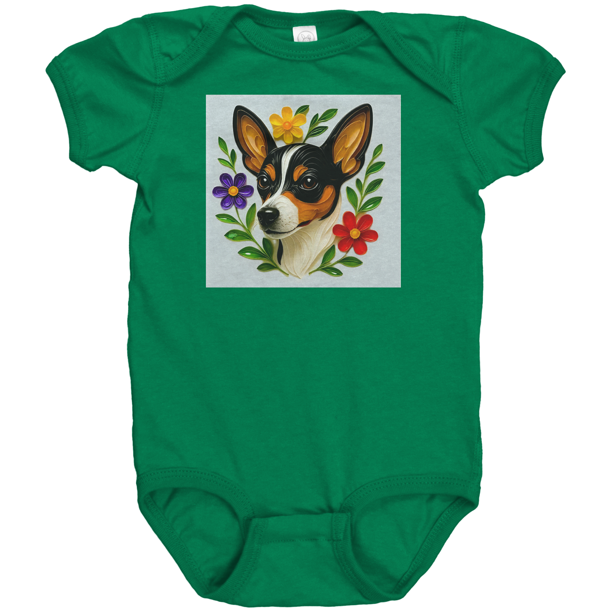 Baby_Bodysuit_Toy_Fox_Terrier_Floral_Kelly_Front_Mockup.png